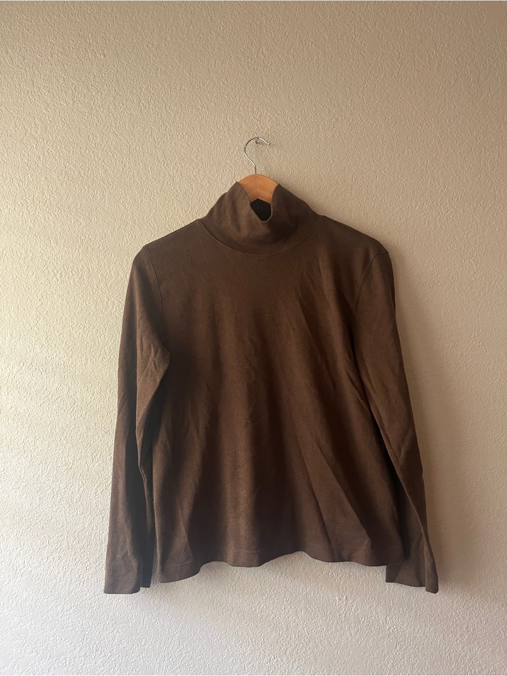 Lands' End Dark Brown Cotton Turtleneck Size Medium